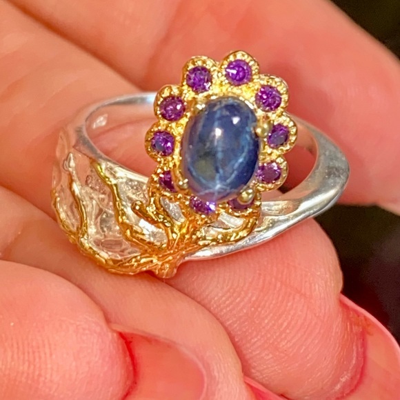 Classy Genuine Blue Star Sapphire Ring - Picture 8 of 11